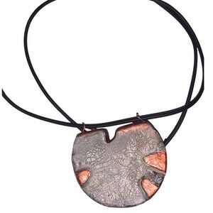 Elegant Silver and Copper Pendant Necklace
